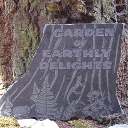 etched granite garden art